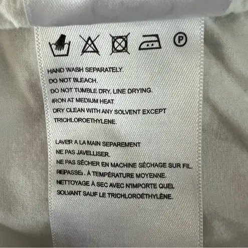 Farm Rio Anthro Women’s Blue Flowers Long Sleeve Twist Front White Crop Top Sz L