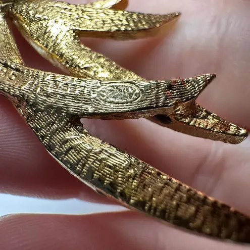 Sphinx Signed Bird Of Paradise Enamel Rhinestone Gold Tone Brooch Pin