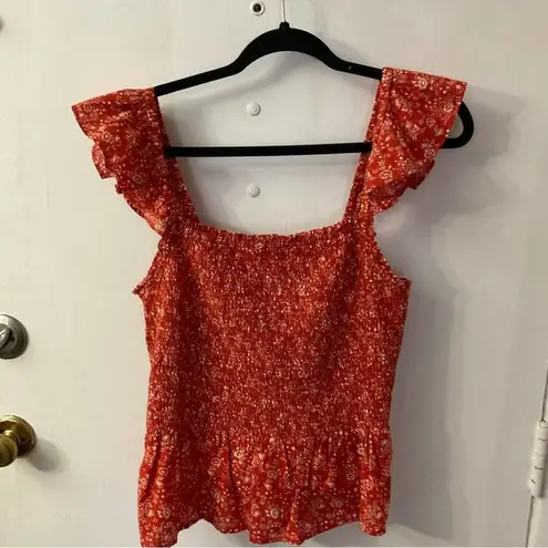 Madewell  Lucie Smocked Floral Peplum Top Size 14