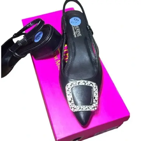 Catherine Malandrino Catherine Black Slingback Pointy Toe Low Heel Shoe New 6.5