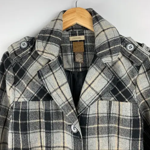 Ruff Hewn Plaid Wool Blend Moto Blazer Jacket