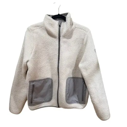 Vuori Women's Alpine Sherpa Jacket in cream with grey accents Size Medium