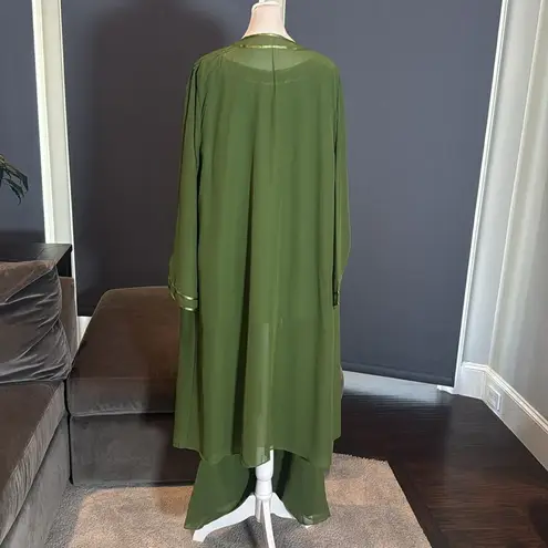 Women’s Green Chiffon 3 Piece Formal Mother of the Bride Pants Suit Size 18W NEW