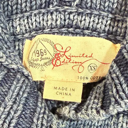 Gap 1969 XS Blue Knit Button Hoodie Sweater Limited Edition Y2K Cozy Aesthetic