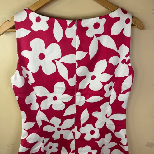 Luca Luca Dress Size 10 Red and White Floral Cotton Sheath Made in Italy