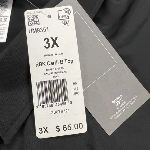 Reebok x Cardi B Black Long Ruched Sleeve Side Cutout Active Shirt NEW Size 3X