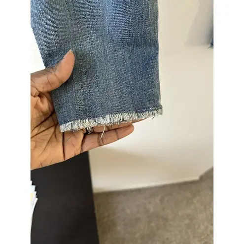 DENIZEN From Levi's Mid Rise Super Skinny Distressed Jeans Fringe Hem W26 Blue Size 4