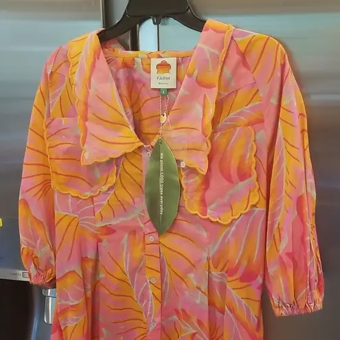 Farm Rio ππ Bright Forest Midi Dress ~ Botanical Print Small S NWT