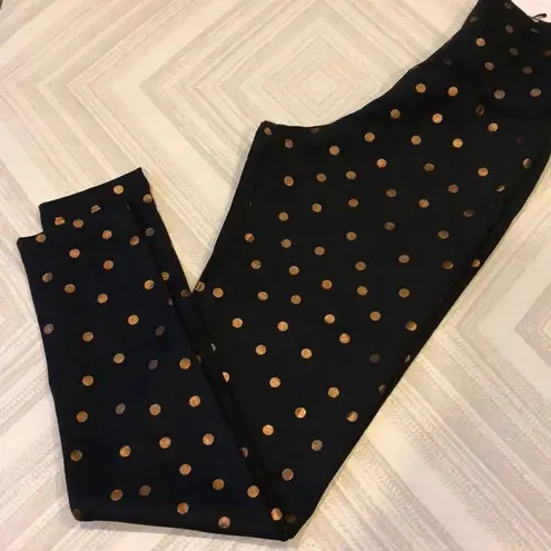 Beach Riot Black Leggings w. Rose Gold Polka Dots, Size M
