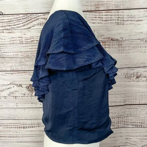 Capulet NEW Revolve Vanessa Navy Ruffle One Shoulder Top, Small, MSRP $158