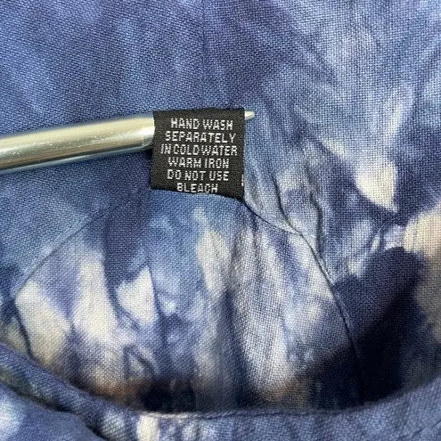 Tie Dye Drop Crotch Romper Jumpsuit Coveralls Overalls Jumper Cotton Womens L Blue Size L