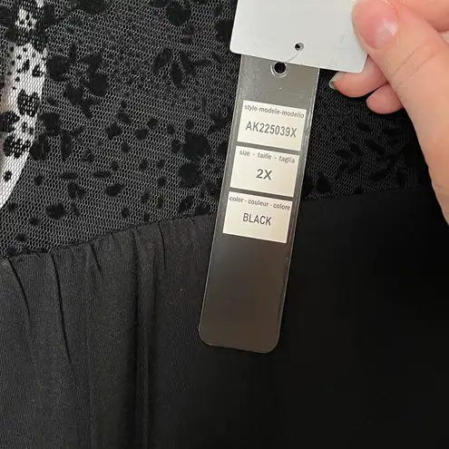 Beldini Belldini black mix media sheer sleeve romantic lace goth long sleeve top 2X