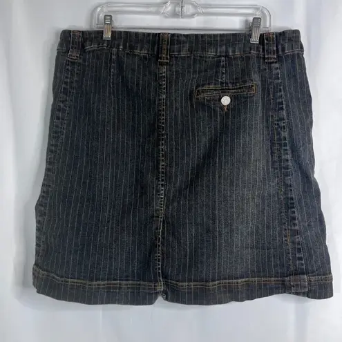 Dollhouse Pin Stripe Dark Faded Denim Jean Skirt Whiskering Size 19