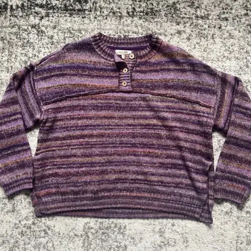 Cleo + Wolf Space Dye Henley Sweater Purple Size Medium Purple