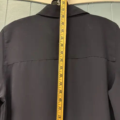 Peter Nygard NYGARD Collection Navy Blue Blouse Collard Button Up Tunic Vintage Career Sz 8