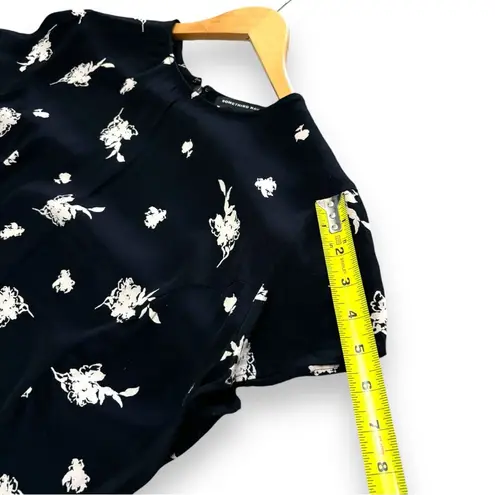 Something Navy Black Cream Floral Easy Flirty Mini Dress - Medium