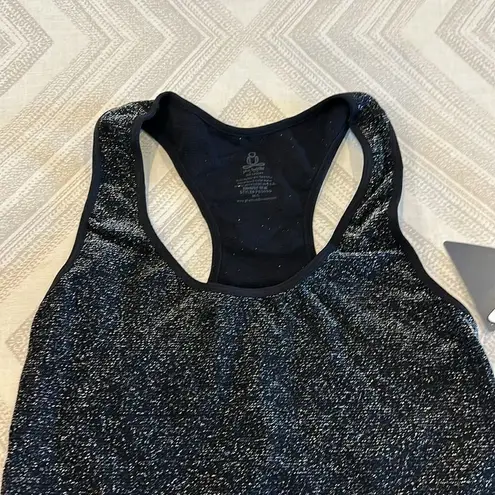 Phat Buddha Women’s Black & Silver Stretch Racerback Tank Top Size M