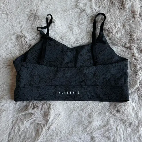 Allfenix Padded Python Charcoal Sports Bra with Adjustable Straps