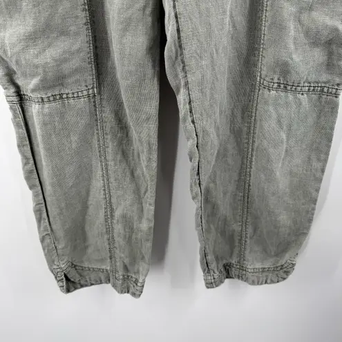 C&C California Pant Size Small Cargo Linen Blend Pull On Stretch Waist Cropped