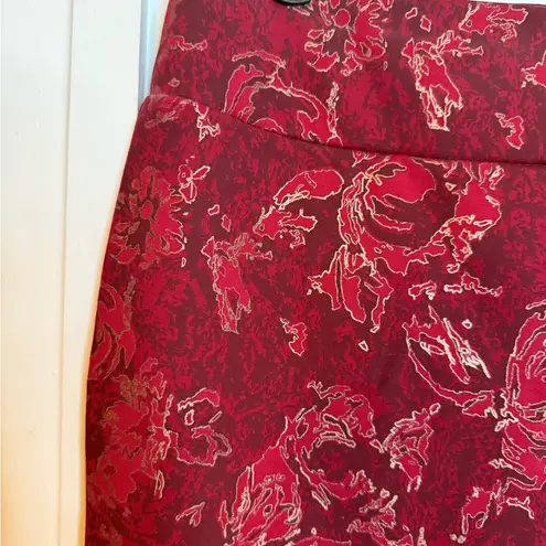 Soft Surroundings Red Metallic Tapestry Ponte Ankle Pants