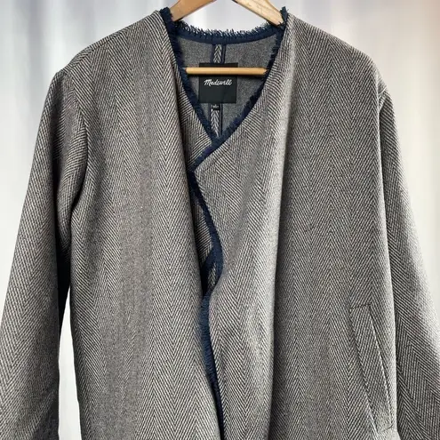 Madewell NWT‎  Fringed Herringbone Robe Coat in Grey Size Small thumbnail 5