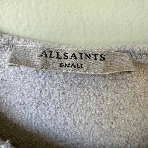 ALLSAINTS Animal Print Gray Crew Neck Cropped Sweatshirt Top