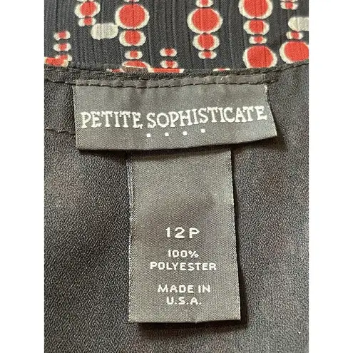 Petite Sophisticate Black Red Sheer Lined Split Flutter Sleeve 90s Y2K Top 12P