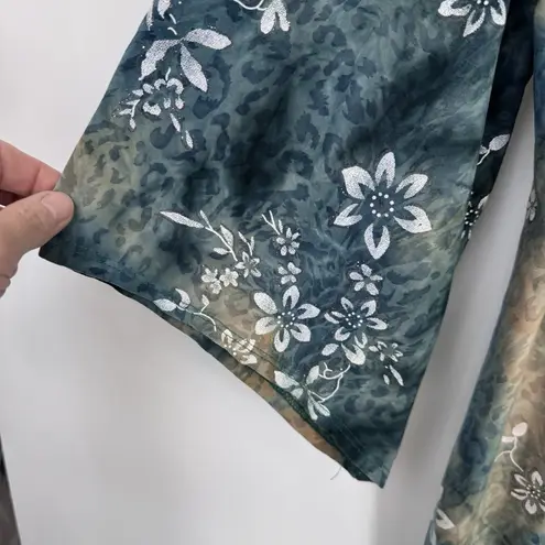 Vintage Y2K Brittany Black Top Womens 1X Green Forest Fairy Sparkle Tie Dye