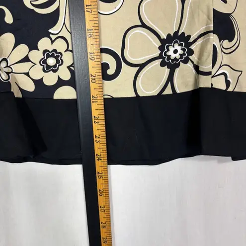 Fit and Flare Skirt Womens 10 Black & Beige Floral Hippie Office Retro Teacher