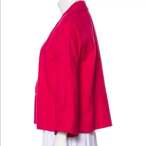 Lafayette 148  Fuchsia Wing Lapel Long Sleeve Blazer hook & eye closure size 8 🆕