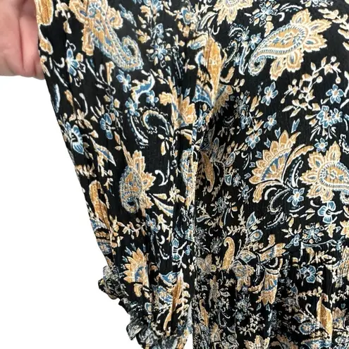 Hem & Thread Black Paisley Boho Long Sleeve Dress Size L