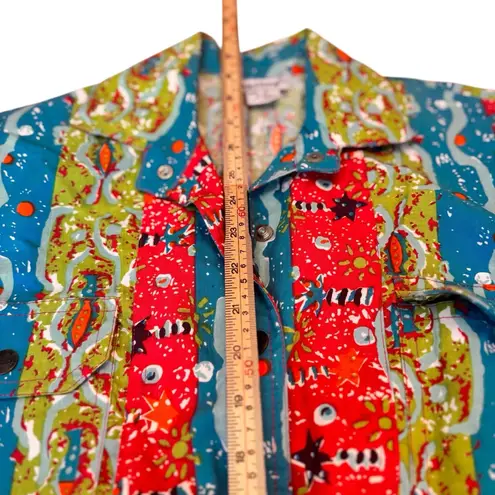 Dreams Vintage 80s NWT Cotton Romper Small Abstract Neon Print Button Playsuit Pink