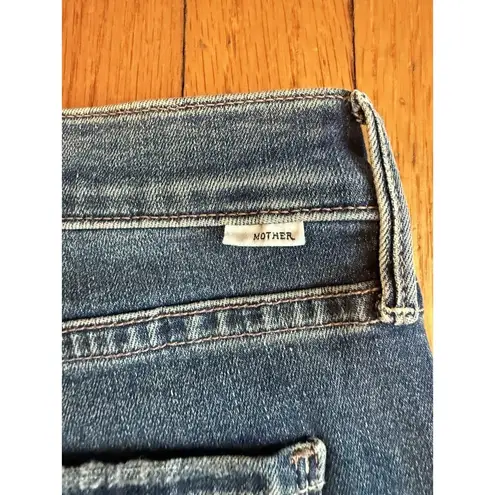 MOTHER Denim The Insider Crop Step Chew Jeans in Dancing on Coals size 25 New Blue