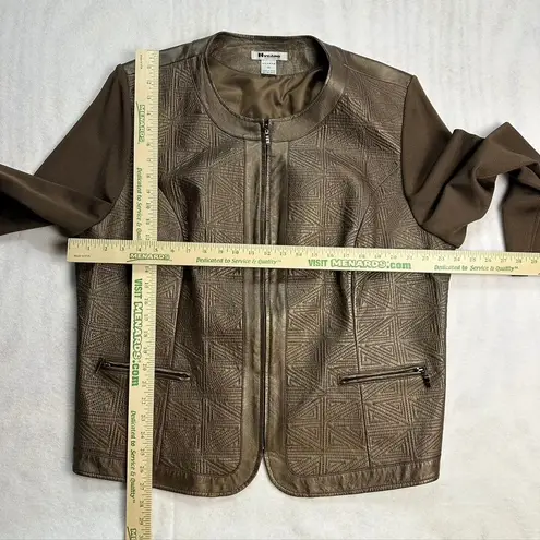 Nygard Collection Women 3X Brown Leather Suede Geometric Jacket Size undefined