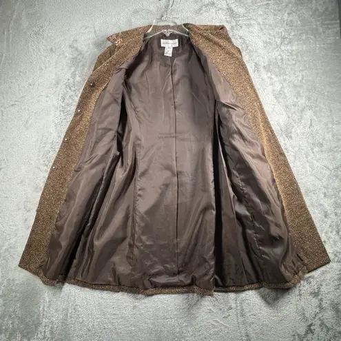 Newport News Coat Womens 4 Brown Embroidered Floral Long Jacket Boho Cottagecore