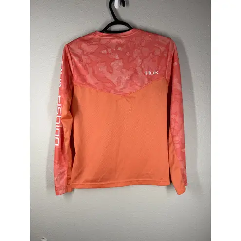 Huk Fishing Womens Long Sleeve Fishing Shirt Sz S Performance Fabric Sporty Pink