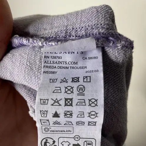 ALLSAINTS Frieda Denim Pants Cargo Women's 12 Washed Purple Grunge Trousers