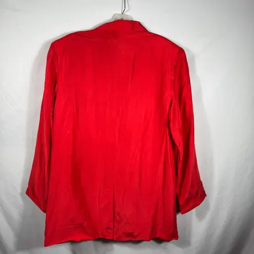 Vintage Louise Paris Silk Blazer Red Career Party Jacket One Button Size L Size L