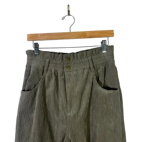 New In Corduroy Pants Womens M Olive Green Straight Leg High Rise Retro Indie Size M