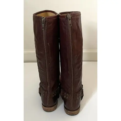 Frye  Phillips Studded Harness High Riding Boots Brown Size 6.5