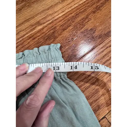 J. Crew Wide Leg Linen Cotton Blend Drawstring Pants Sage Green Size XS BG359