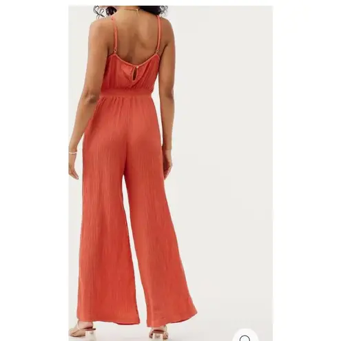 Bella Dahl Smocked back Cami jumpsuit in Papya red