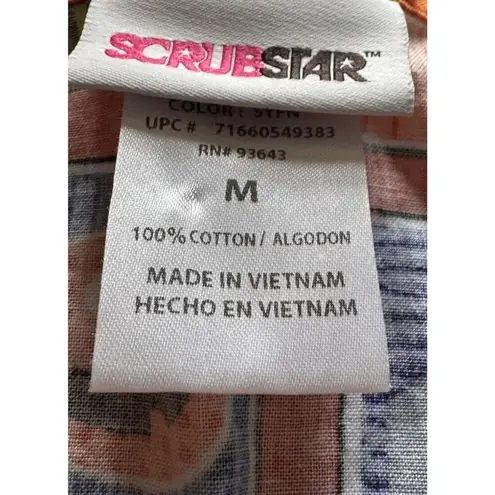 Scrubstar Halloween V Neck Top Womens Medium Short Sleeve Pockets Spooky Season