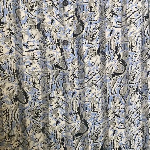 NICOLA Women’s Abstract Vintage Long Sleeve Mock Neck Pleated Blouse EUC Sz 8