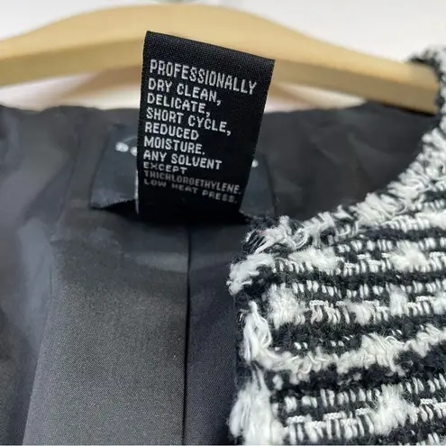 Doncaster Classic Preppy Short Black White Fringe Boucle Tweed Blazer Jacket 8