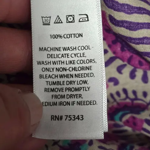 Haute Hippie Geometric Fan Print Button Down Blouse Size Medium Festival