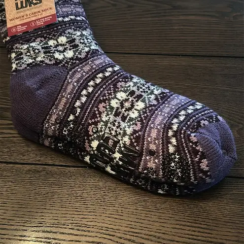 Muk Luks Fairisle Gripper Cabin Socks NEW Purple One Size