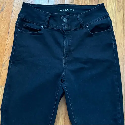 Tahari Kelly black mid rise slimming skinny jeans, size 14W minimalist preppy