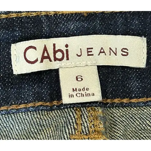 CAbi  967R Jeans Women Sz 6 Mid Rise Flare Bootcut Dark Wash Blue Denim