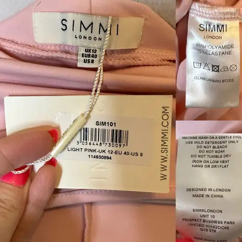 Simmi London Ruched Cut Out Slashed Mini Bodycon Dress Pink size 8